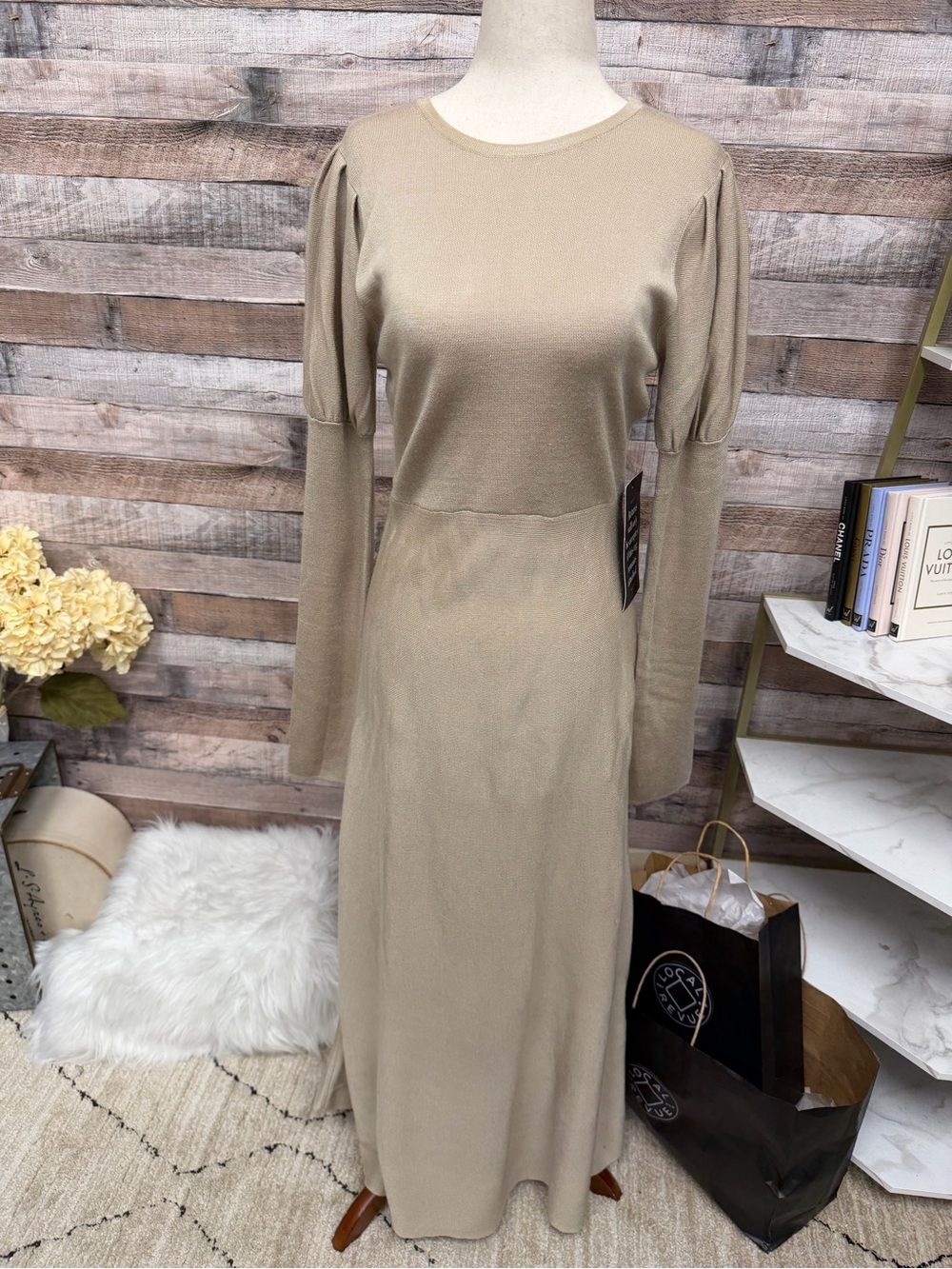 NWT Pomander Place Brown Sweater Dress Knit Fabric Brielle Style